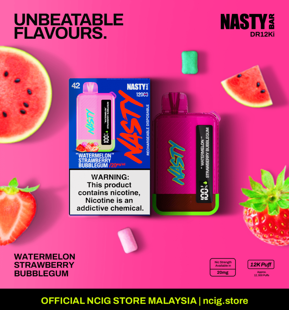 Watermelon Strawberry Bubblegum Nasty Bar Dr12ki Disposable Vape Lee 1714